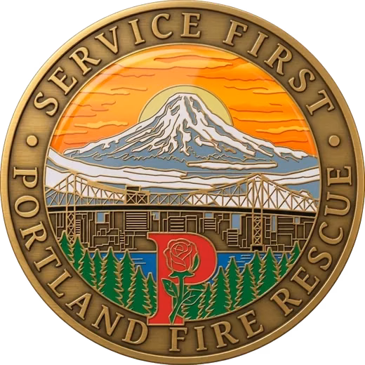 Portland Fire and Rescue Service First coin with Mount Hood