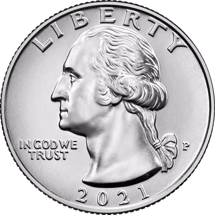 A U.S. quarter at actual size. Drag it to compare.