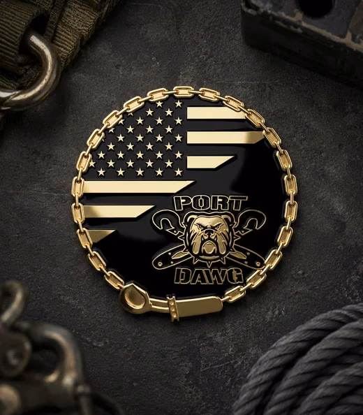 A Port Dawg challenge coin, Air Force