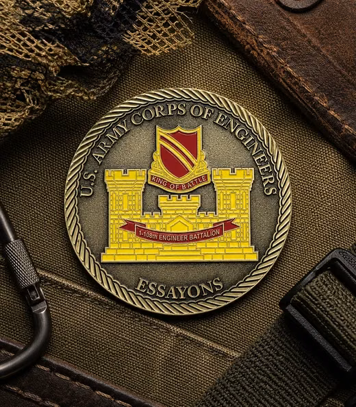 A 1-108th Engineer Battalion challenge coin, Army
