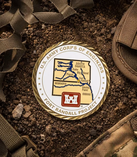 A Fort Randall Project challenge coin, Army