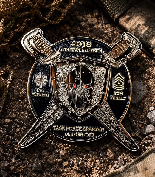 A Task Force Spartan challenge coin, Army