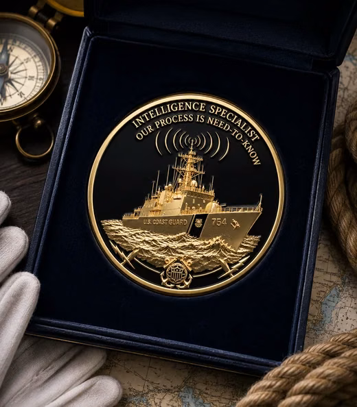 A Intelligence Specialist challenge coin, Coast Guard