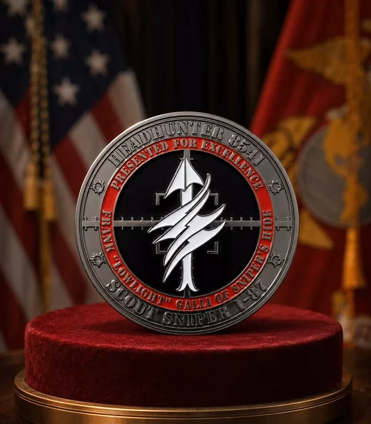 A Headhunter 8541 challenge coin, Marine Corps