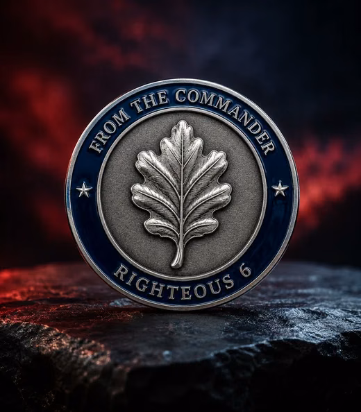 A Righteous 6 challenge coin, Marine Corps