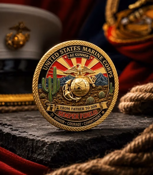 A AZ Gunner challenge coin, Marine Corps