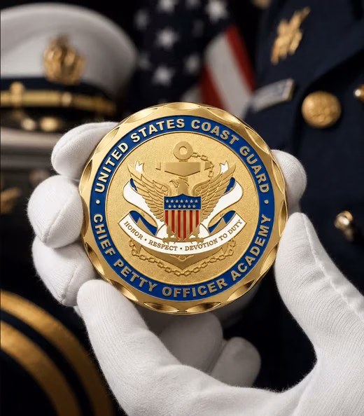A Chief Petty Officer Academy challenge coin, Military Academy