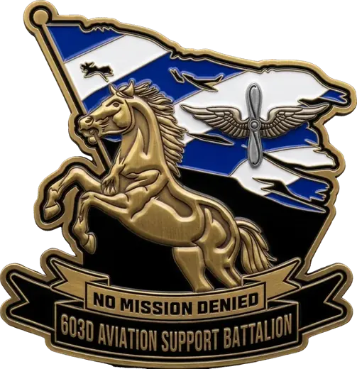 A 603d Aviation Support Battalion coin, No Mission Denied
